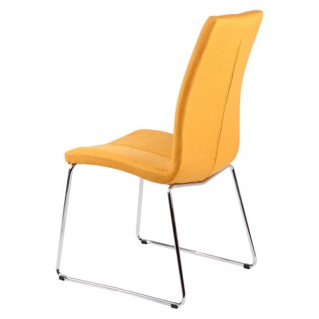Silla AROA tapizado mostaza y patas metal cromo
