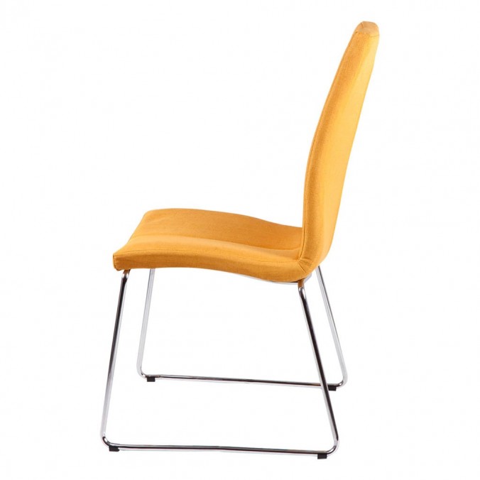 Silla AROA tapizado mostaza y patas metal cromo