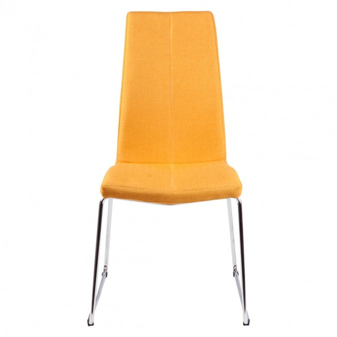 Silla AROA tapizado mostaza y patas metal cromo