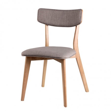 Silla ANAIS tapizado gris claro y madera natural