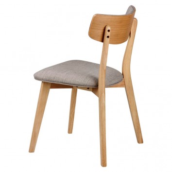 Silla ANAIS tapizado gris claro y madera natural 2
