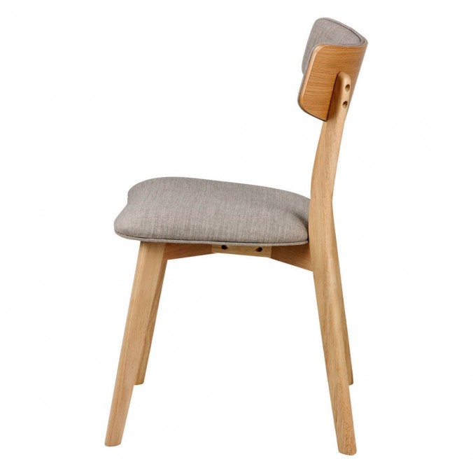Silla ANAIS tapizado gris claro y madera natural