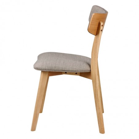 Silla ANAIS tapizado gris claro y madera natural