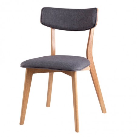 Silla ANAIS tapizado gris oscuro y madera natural