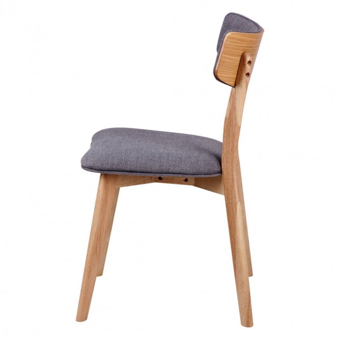 Silla ANAIS tapizado gris oscuro y madera natural Silla ANAIS tapizado gris oscuro y madera natural