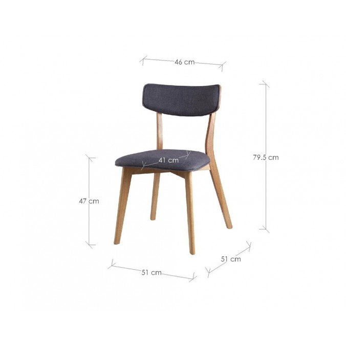 Silla ANAIS tapizado gris oscuro y madera natural Silla ANAIS tapizado gris oscuro y madera natural