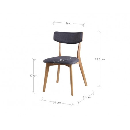 Silla ANAIS tapizado gris oscuro y madera natural