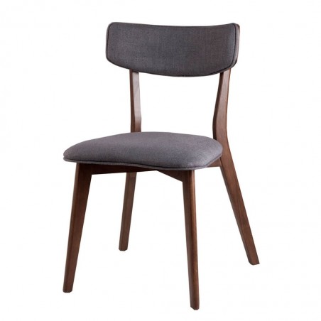 Silla LINA tapizado gris y madera natural oscuro