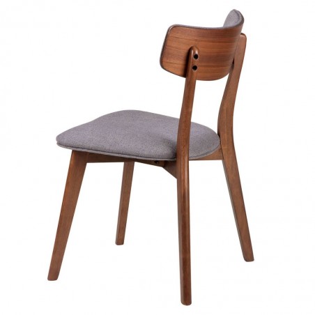Silla LINA tapizado gris y madera natural oscuro