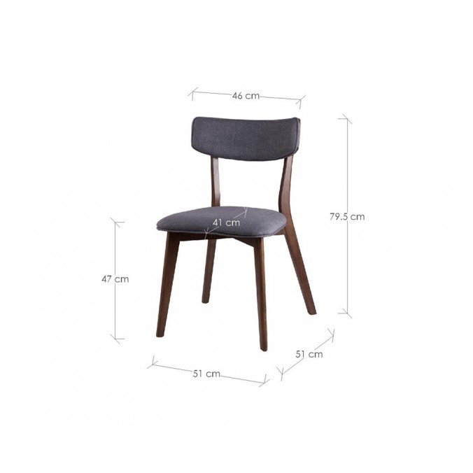 Silla LINA tapizado gris y madera natural oscuro