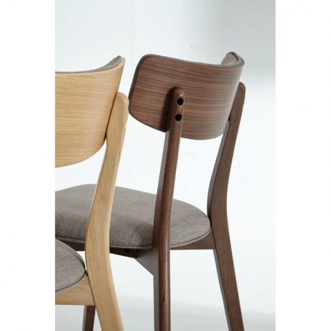 Silla LINA tapizado gris y madera natural oscuro