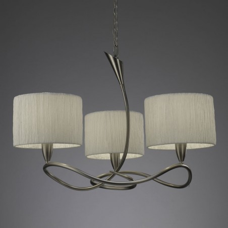 Lámpara techo 3 luces LUA niquel pantalla blanca