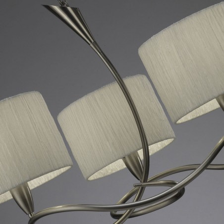 Lámpara techo 3 luces LUA niquel pantalla blanca