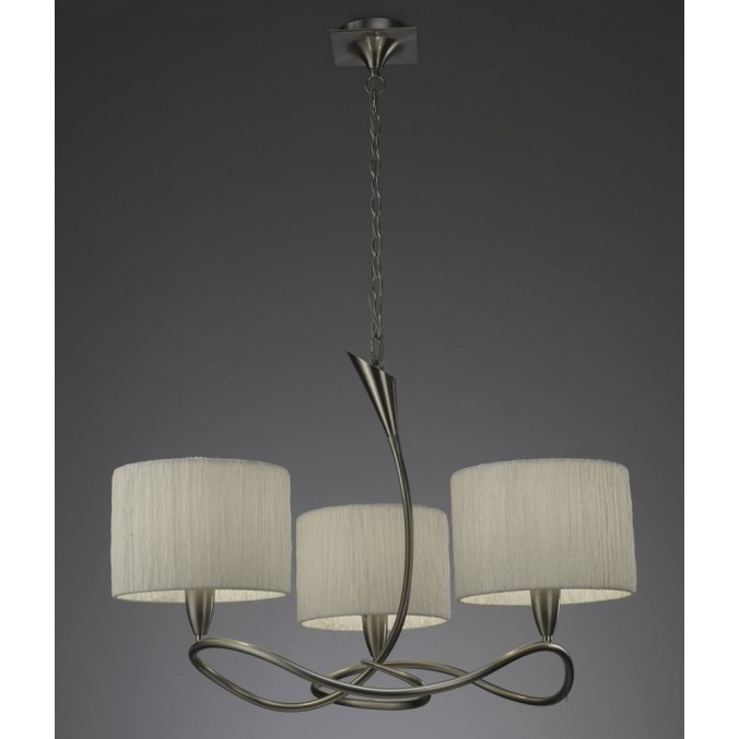 Lámpara techo 3 luces LUA niquel pantalla blanca