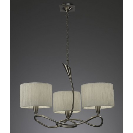 Lámpara techo 3 luces LUA niquel pantalla blanca