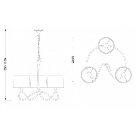 Lámpara techo 3 luces LUA niquel pantalla blanca