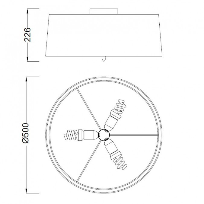 Plafón de techo 50cm LUA niquel pantalla blanca