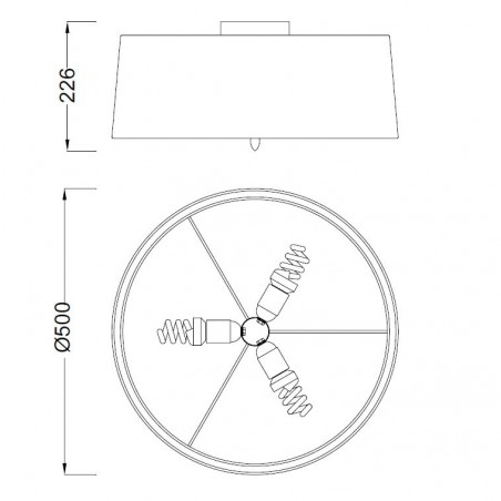 Plafón de techo 50cm LUA niquel pantalla blanca