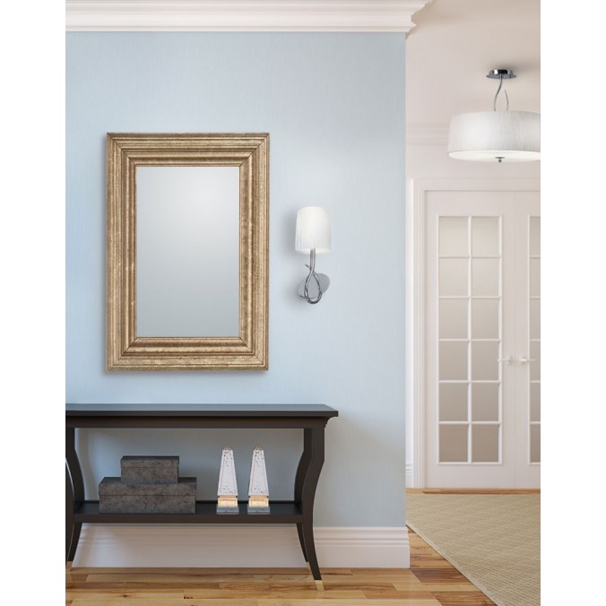 Semiplafón de techo 45xh45 LUA niquel pantalla blanca