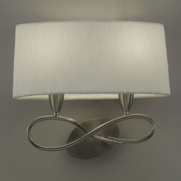 Aplique de pared 2 luces LUA niquel pantalla blanca