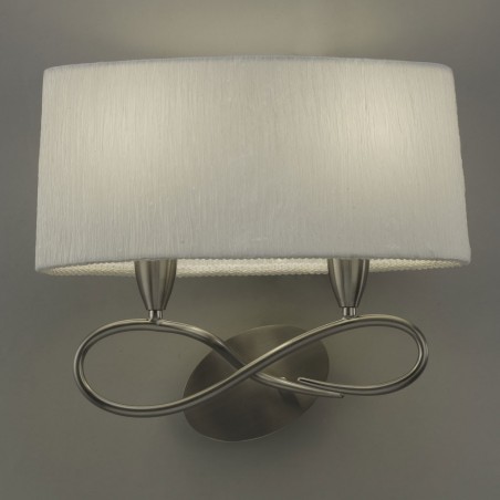 Aplique de pared 2 luces LUA niquel pantalla blanca