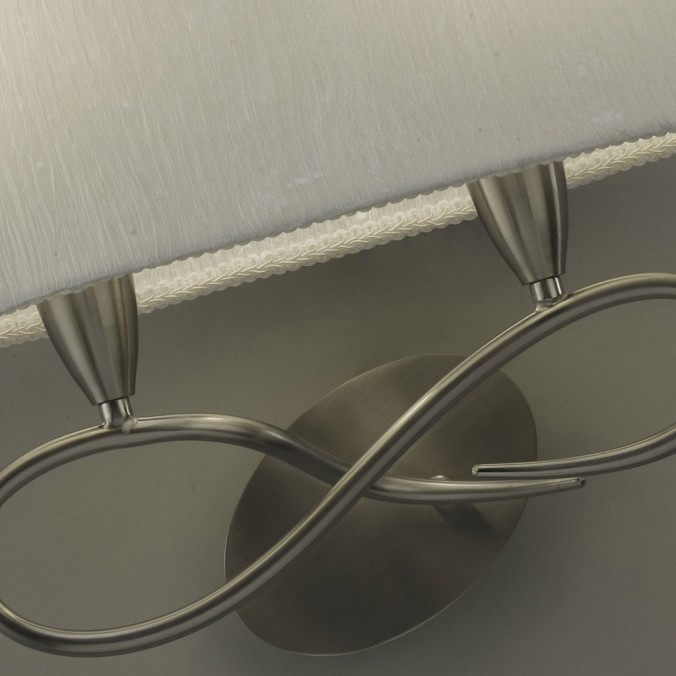 Aplique de pared 2 luces LUA niquel pantalla blanca Aplique de pared 2 luces LUA niquel pantalla blanca