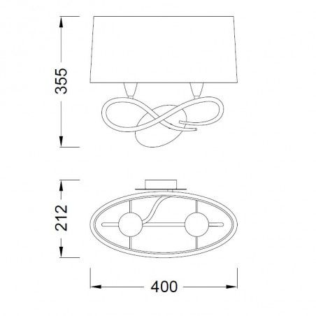 Aplique de pared 2 luces LUA niquel pantalla blanca