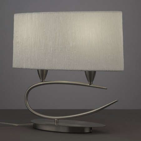 Lámpara de mesa 2 luces LUA niquel pantalla blanca