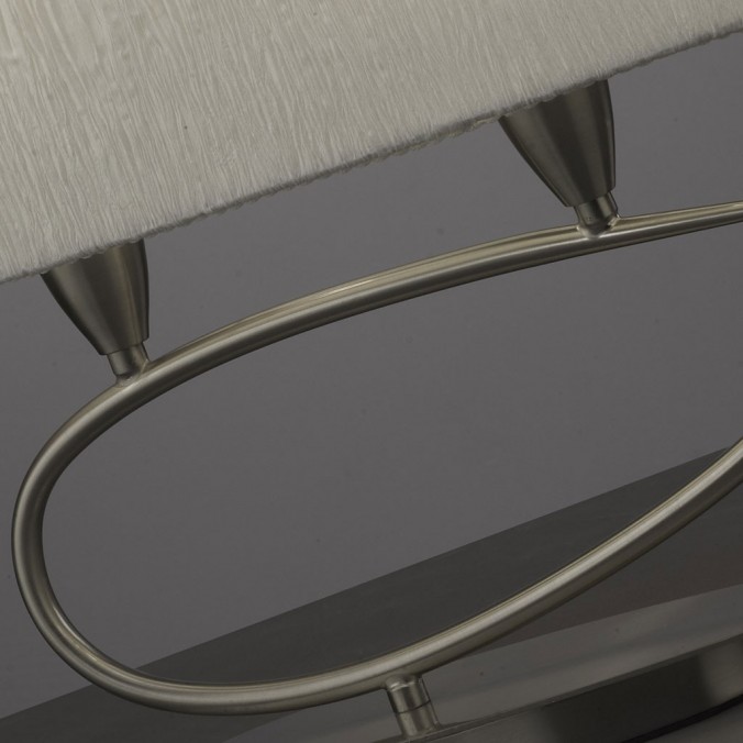 Lámpara de mesa 2 luces LUA niquel pantalla blanca