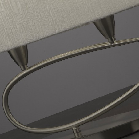 Lámpara de mesa 2 luces LUA niquel pantalla blanca