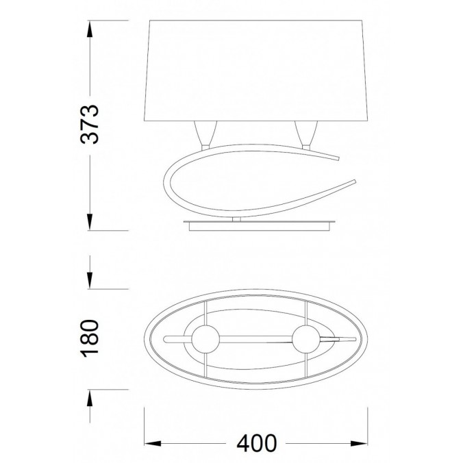 Lámpara de mesa 2 luces LUA niquel pantalla blanca