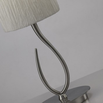 Lámpara de mesa pequeña LUA niquel pantalla blanca 2