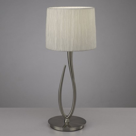 Lámpara de mesa grande LUA niquel pantalla blanca