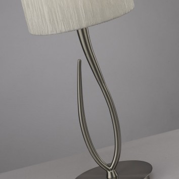 Lámpara de mesa grande LUA niquel pantalla blanca 2