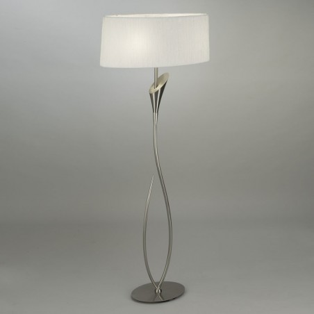 Lámpara de pie LUA niquel pantalla blanca