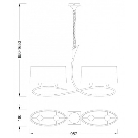 Lámpara de techo lineal 4 luces LUA ceniza