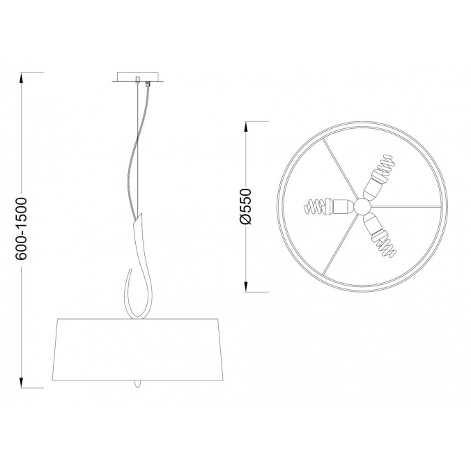 Colgante de techo 55cm LUA gris ceniza