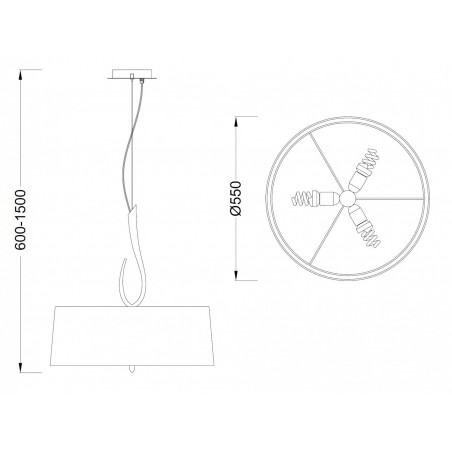 Colgante de techo 55cm LUA gris ceniza