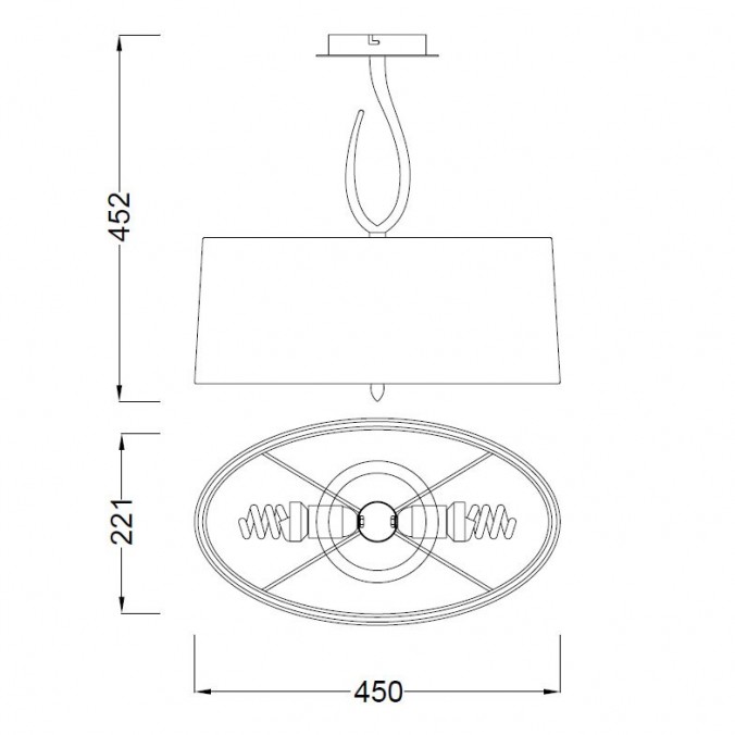 Semiplafón de techo 45xh45 LUA gris ceniza