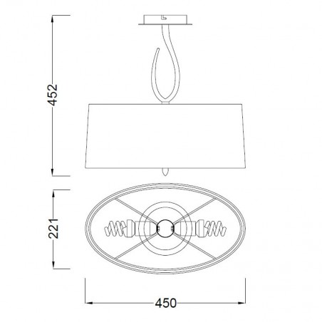 Semiplafón de techo 45xh45 LUA gris ceniza