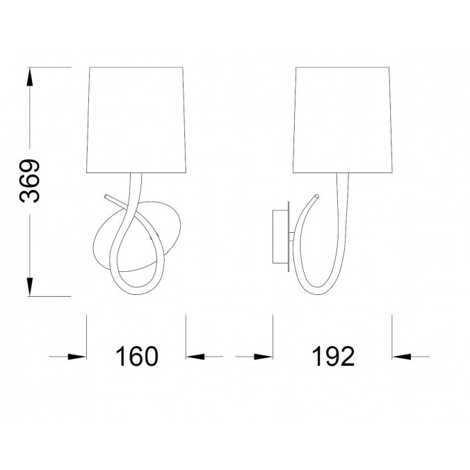 Aplique de pared 1 luz LUA gris ceniza Aplique de pared 1 luz LUA gris ceniza