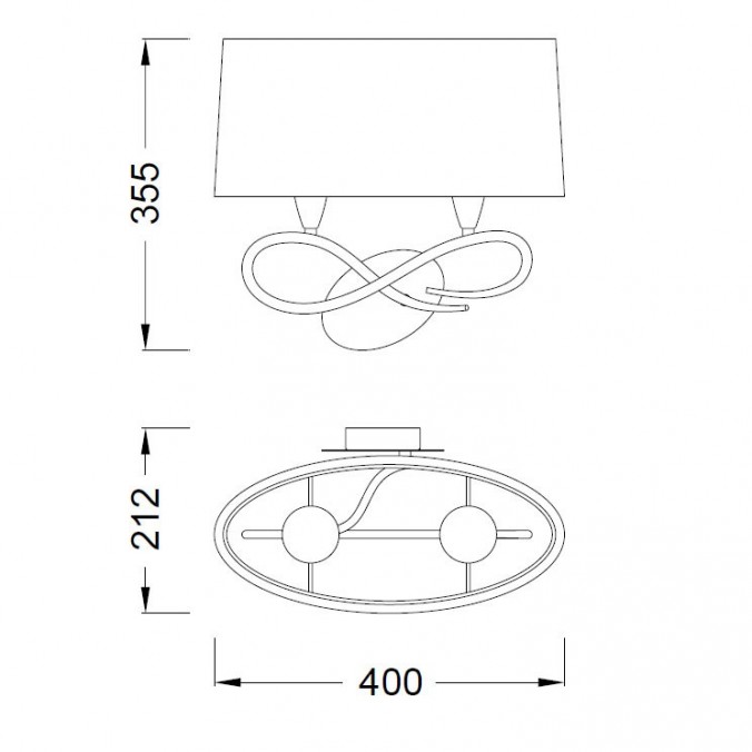 Aplique de pared LUA 2 luces gris ceniza