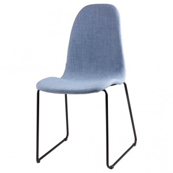 Silla HELENA tapizado azul claro y patas metal negro