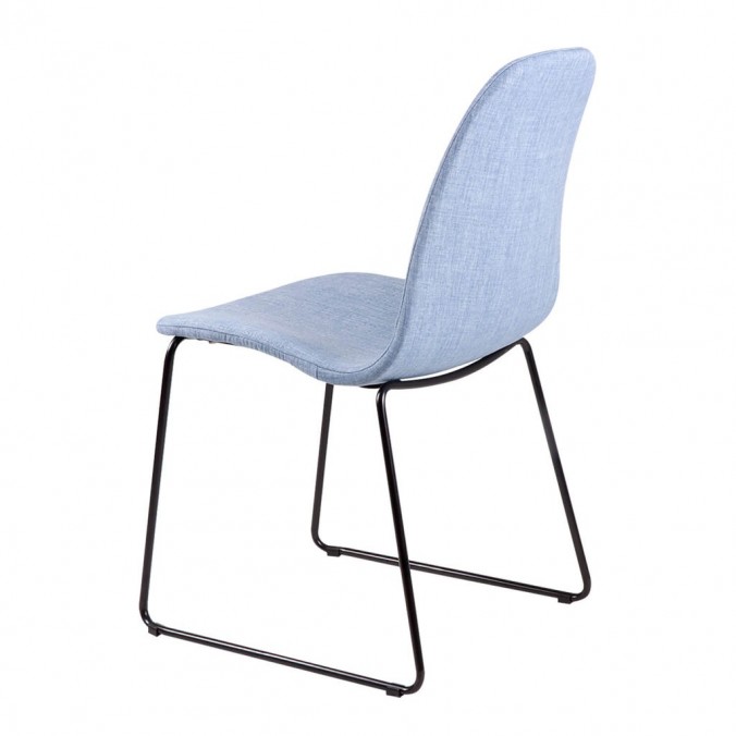 Silla HELENA tapizado azul claro y patas metal negro