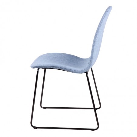 Silla HELENA tapizado azul claro y patas metal negro