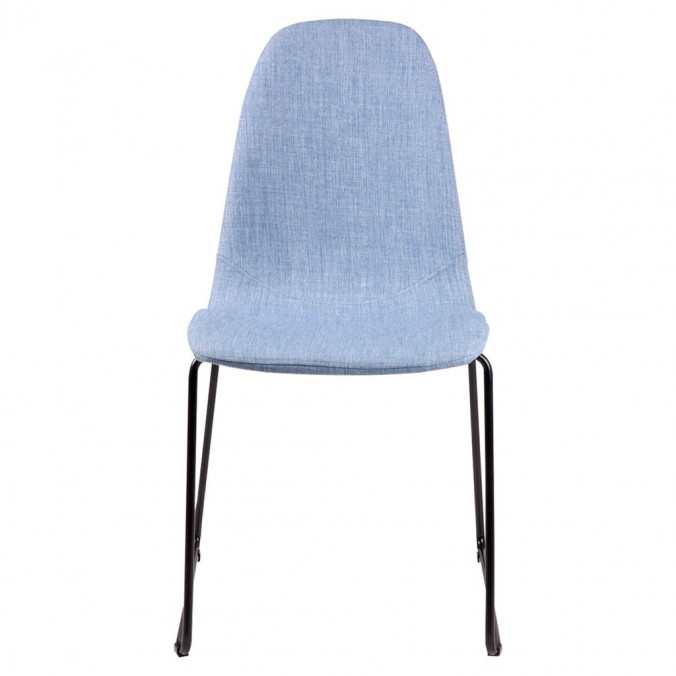 Silla HELENA tapizado azul claro y patas metal negro