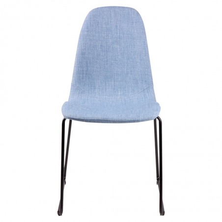 Silla HELENA tapizado azul claro y patas metal negro