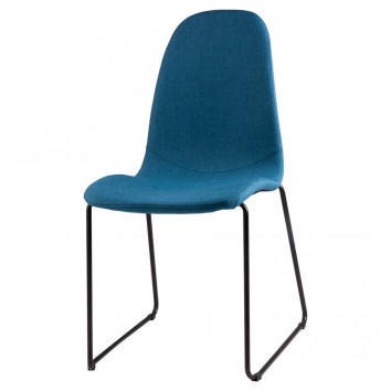 Silla HELENA tapizado azul y patas metal negro