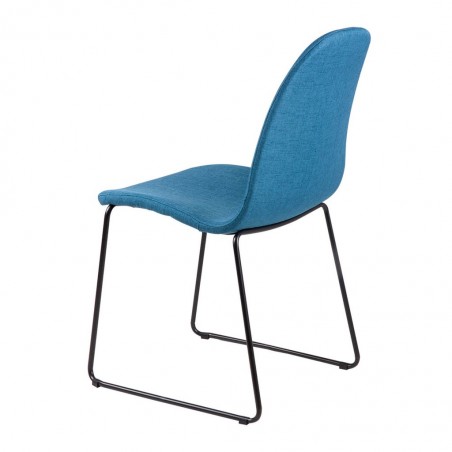 Silla HELENA tapizado azul y patas metal negro