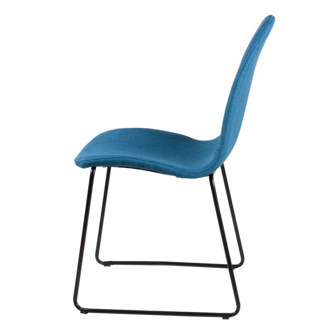 Silla HELENA tapizado azul y patas metal negro